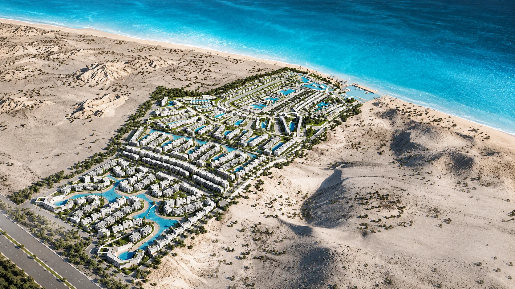 Salt waterfront architecture and lagoon layout